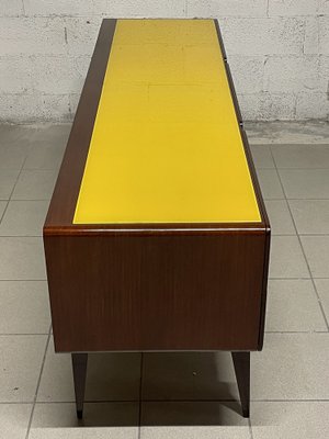 Chest of Drawers in Teak Wood and Top with Colored Glass, 1960s-JHL-2043297