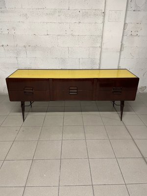 Chest of Drawers in Teak Wood and Top with Colored Glass, 1960s-JHL-2043297