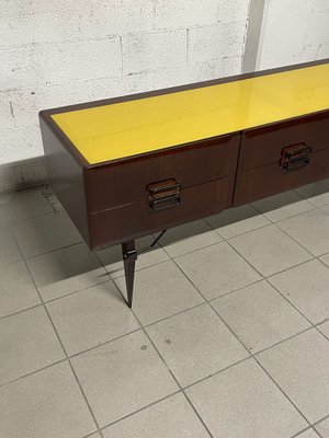 Chest of Drawers in Teak Wood and Top with Colored Glass, 1960s-JHL-2043297