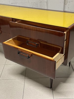 Chest of Drawers in Teak Wood and Top with Colored Glass, 1960s-JHL-2043297