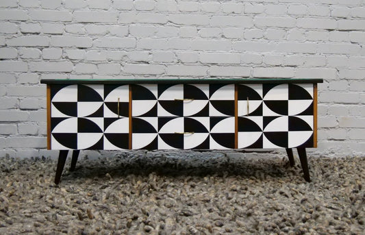 Chest of Drawers with Black Glass Top from RTV, 1950s