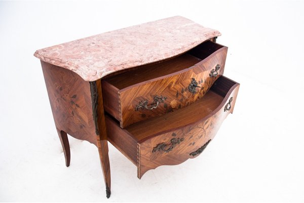 Chest of Drawers with Intarsia and Marble Top, France, 1880s-BXB-1724140