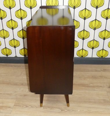 Chest of Drawers with Sliding Door in Light Wood & Dark Brass, 1960s-AFE-1785752