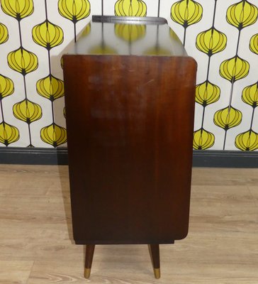 Chest of Drawers with Sliding Door in Light Wood & Dark Brass, 1960s-AFE-1785752