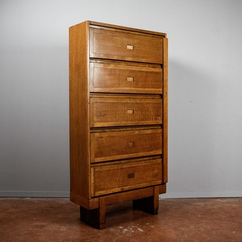 Chest of Drawers with Sliding Doors in Oak by Staverton for RAF, 1960s