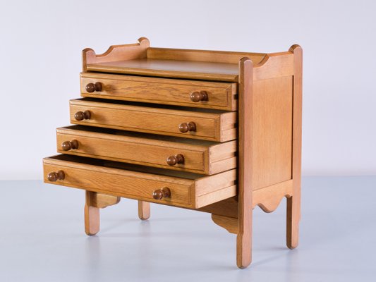 Chest of Four Drawers in Oak by Guillerme Et Chambron for Votre Maison, France, 1960s-FMT-1183085