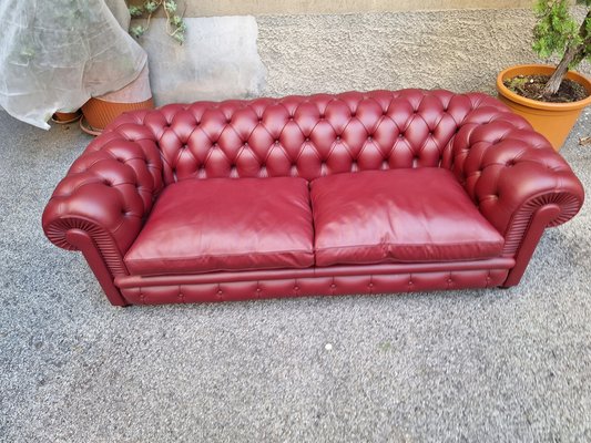 Chester 2-Seater Sofa in Bordeaux Leather from Poltrona Frau, 1990s-OHK-1787048