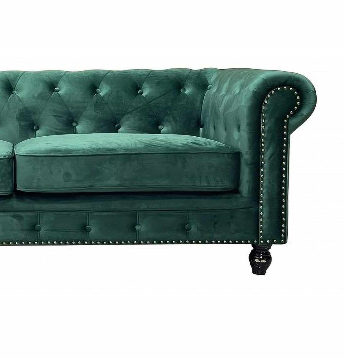 Chester Premium Three-Seater Sofa in Green Velvet by Europa Antiques