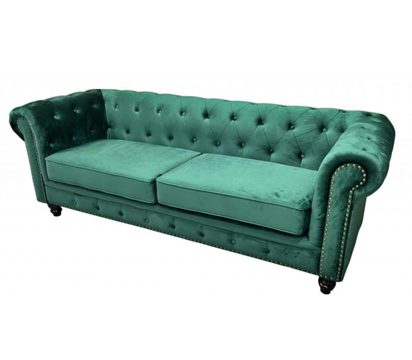 Chester Premium Three-Seater Sofa in Green Velvet by Europa Antiques