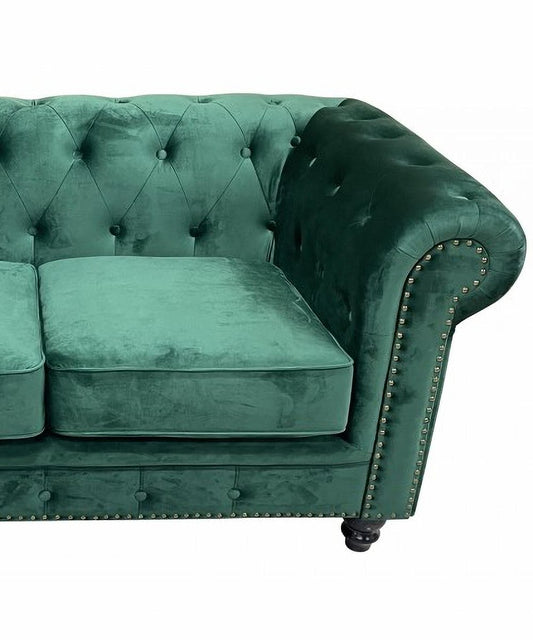 Chester Premium Two-Seater Sofa in Green Velvet by Europa Antiques