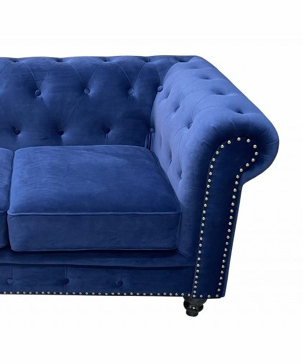 Chester Premium Two-Seater Sofa in Navy Blue Velvet by Europa Antiques