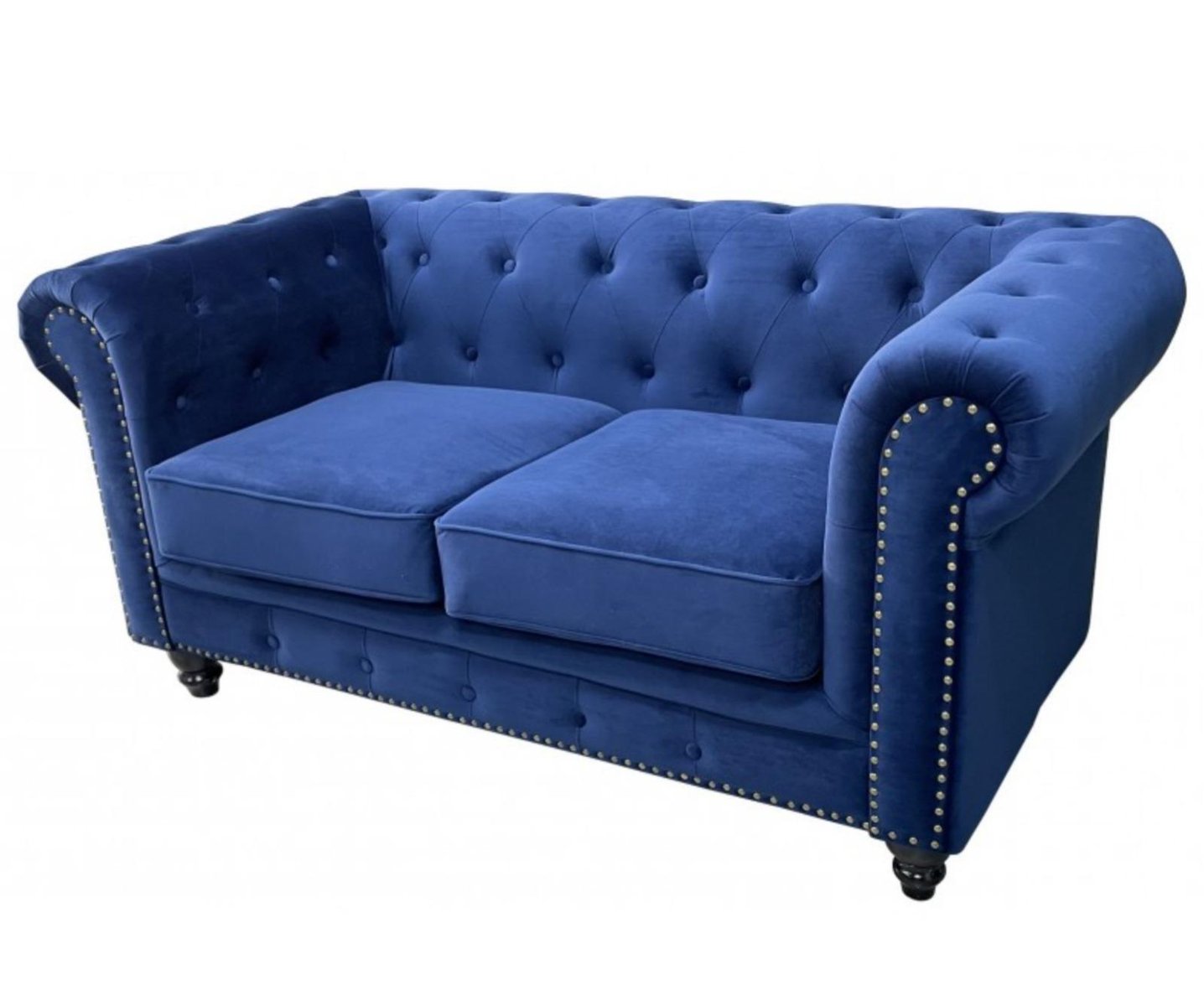 Chester Premium Two-Seater Sofa in Navy Blue Velvet by Europa Antiques