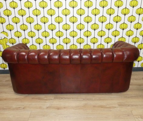 Chesterfield 3-Seater Sofa in Oxblood Skai, 1970s-AFE-1794820