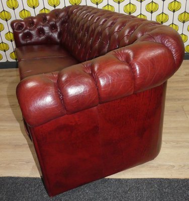 Chesterfield 3-Seater Sofa in Oxblood Skai, 1970s-AFE-1794820