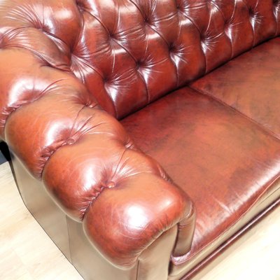 Chesterfield 3-Seater Sofa in Oxblood Skai, 1970s-AFE-1794820