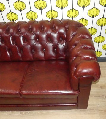 Chesterfield 3-Seater Sofa in Oxblood Skai, 1970s-AFE-1794820