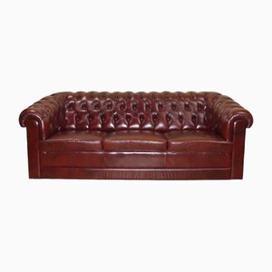 Chesterfield 3-Seater Sofa in Oxblood Skai, 1970s-AFE-1794820