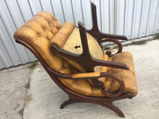 Chesterfield Armchair with Pouf Set, 1950s, Set of 2-WQQ-714567