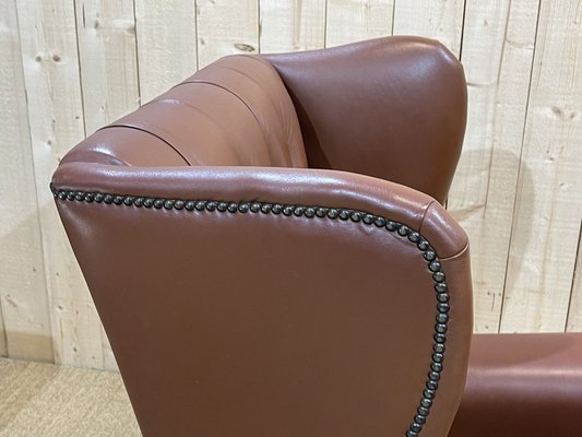 Chesterfield Armchairs in Brown Leather, 1970s, Set of 2-QYF-1263751