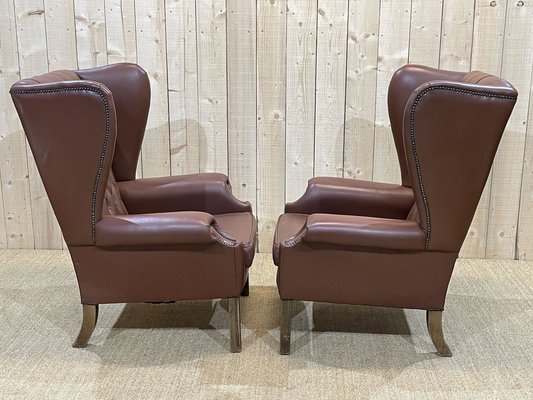 Chesterfield Armchairs in Brown Leather, 1970s, Set of 2-QYF-1263751