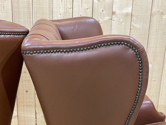 Chesterfield Armchairs in Brown Leather, 1970s, Set of 2-QYF-1263751