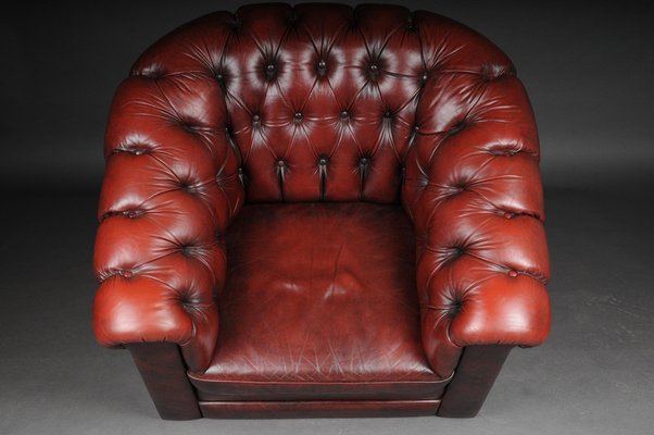 Chesterfield Club Chair in Bordeaux Red Leather, England-FLW-1402017