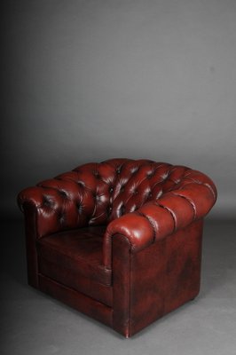 Chesterfield Club Chair in Bordeaux Red Leather, England-FLW-1402017