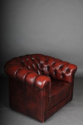 Chesterfield Club Chair in Bordeaux Red Leather, England-FLW-1402017