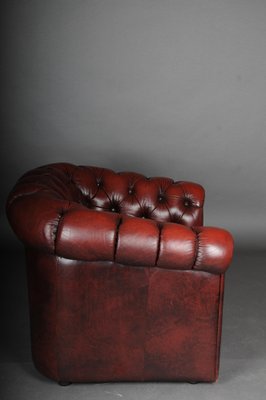 Chesterfield Club Chair in Bordeaux Red Leather, England-FLW-1402017