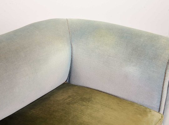 Chesterfield Duotone Two-Seat Victorian Sofa in Frosted Blue and Moss Green Velvet, 1950s-IXC-807621