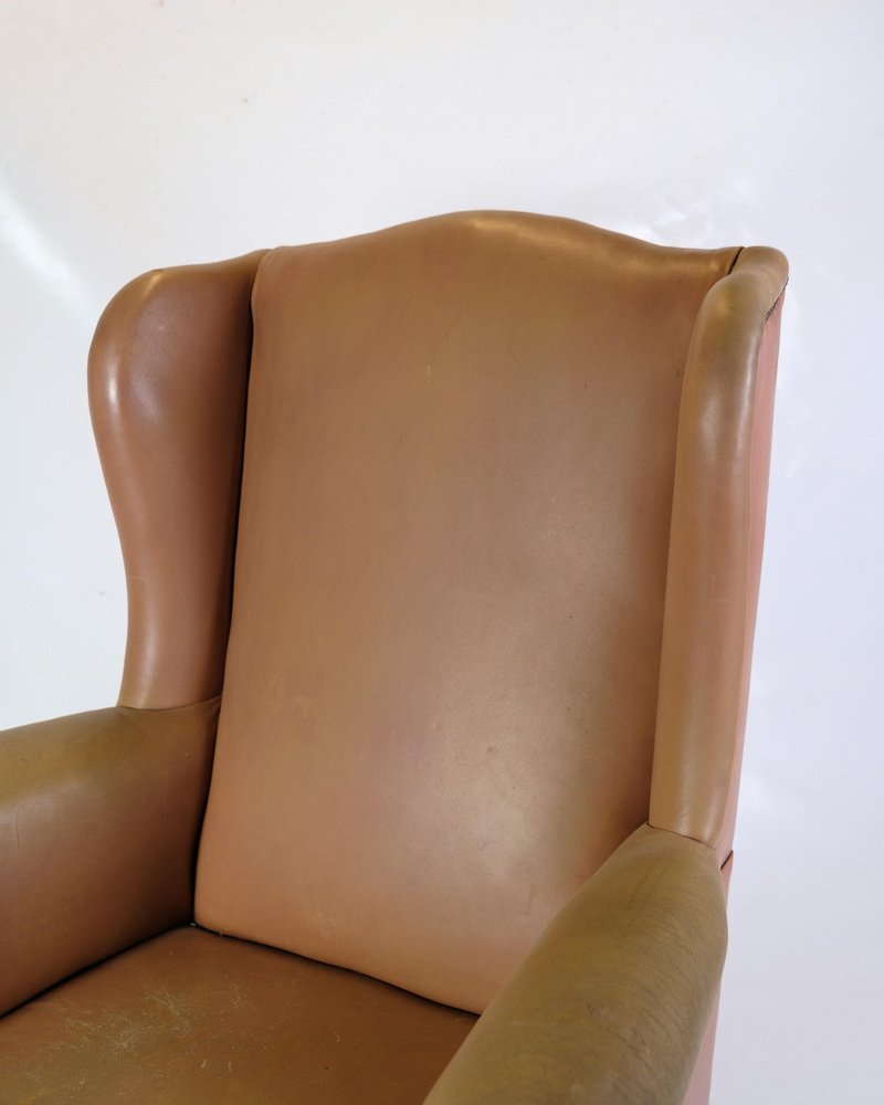 Chesterfield High Flap Chair in Brown Leather, 1920s