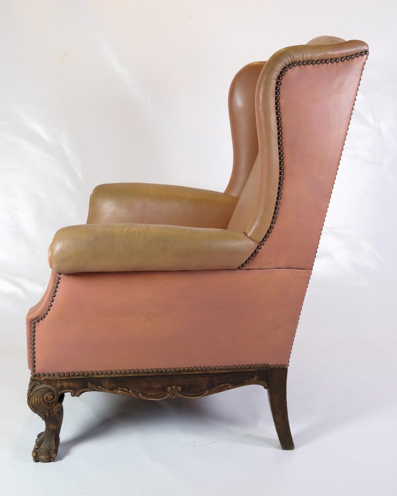 Chesterfield High Flap Chair in Brown Leather, 1920s