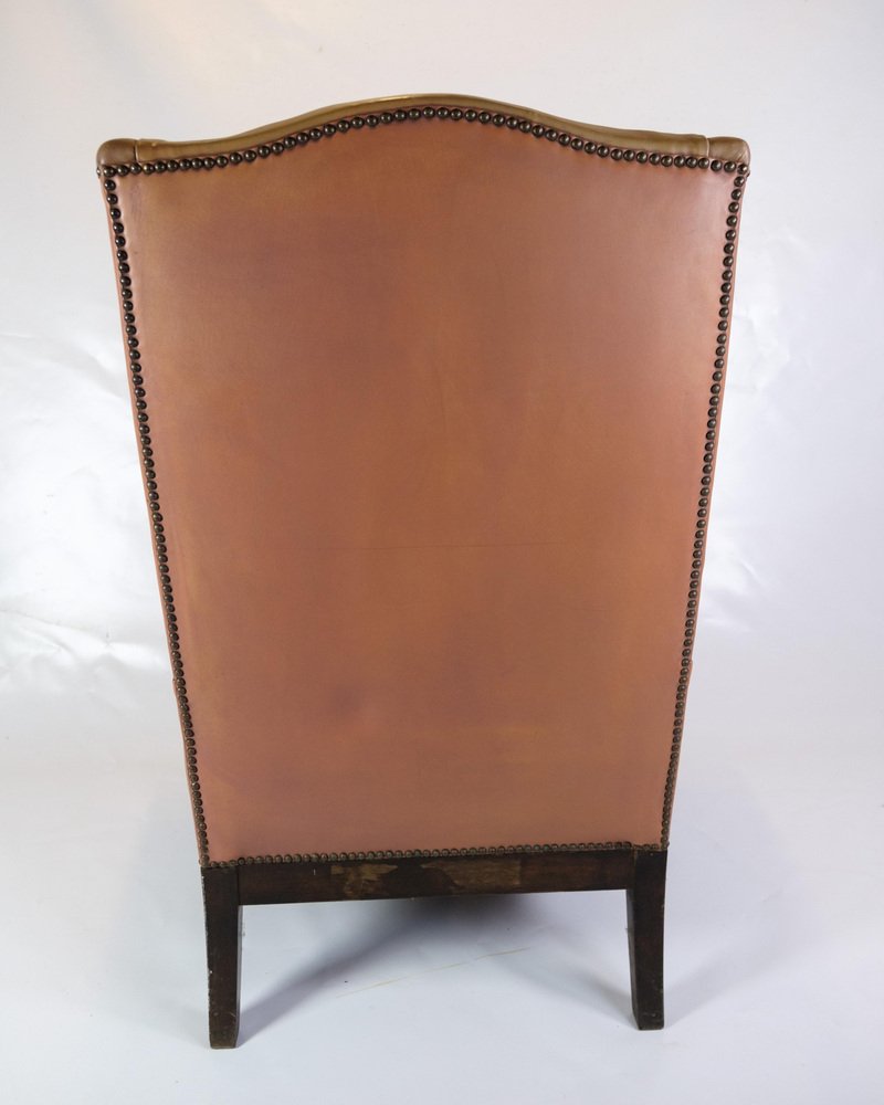 Chesterfield High Flap Chair in Brown Leather, 1920s