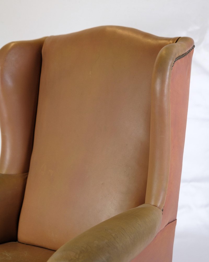 Chesterfield High Flap Chair in Brown Leather, 1920s