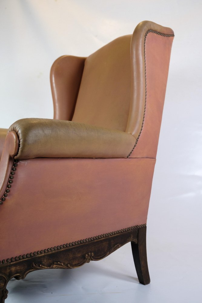 Chesterfield High Flap Chair in Brown Leather, 1920s