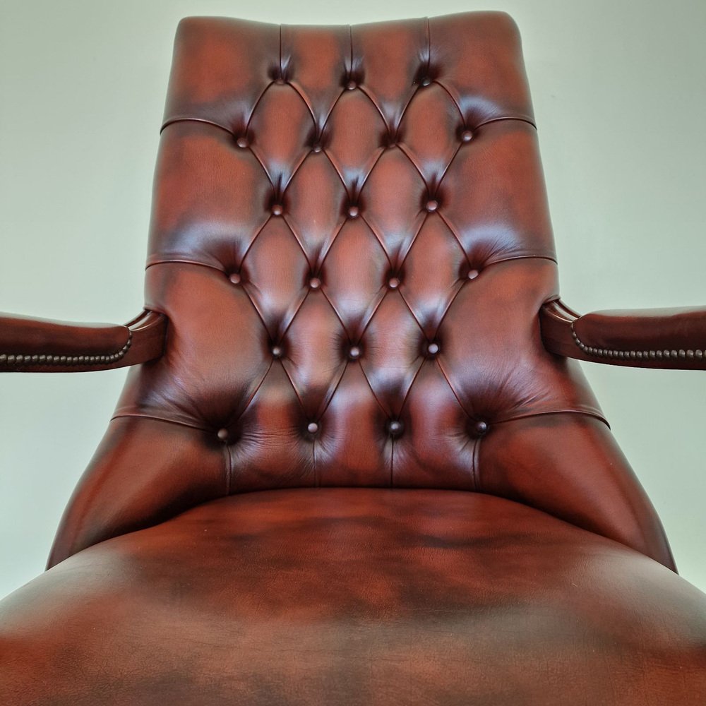 Chesterfield Lounge Armchair with Genuine Leather, 1960s