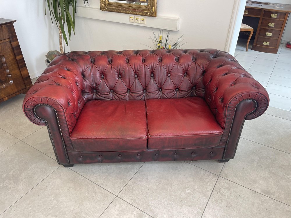 Chesterfield Red 3 Seater Sofa