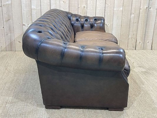 Chesterfield Sofa in Brown Leather, 1980s-QYF-1341935