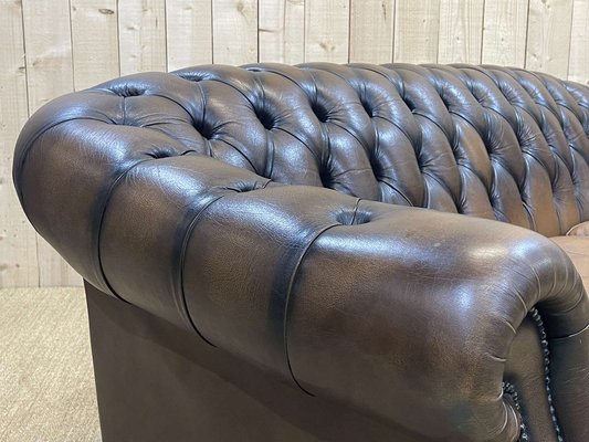 Chesterfield Sofa in Brown Leather, 1980s-QYF-1341935