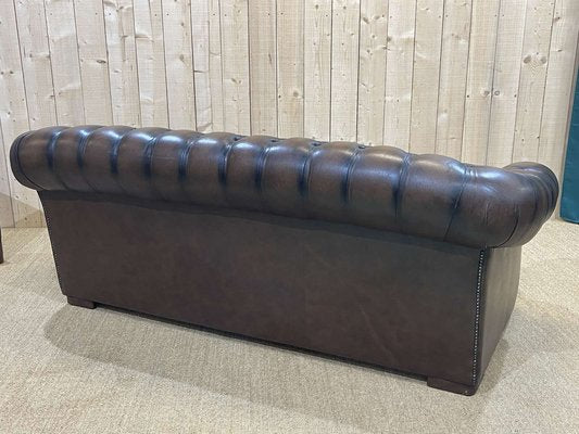 Chesterfield Sofa in Brown Leather, 1980s-QYF-1341935