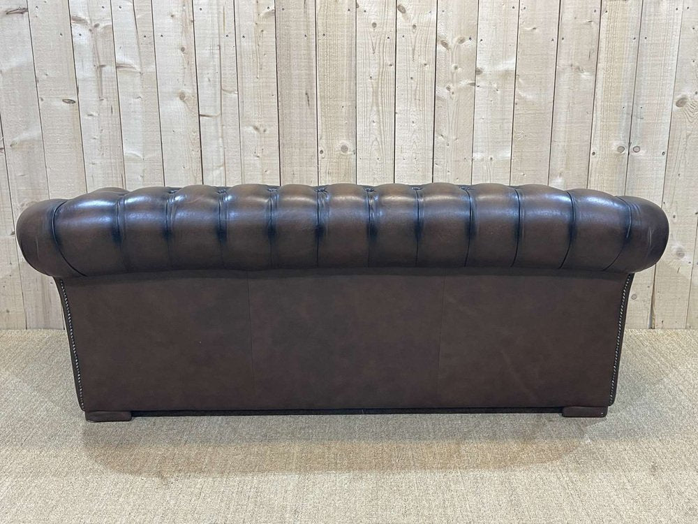 Chesterfield Sofa in Brown Leather, 1980s