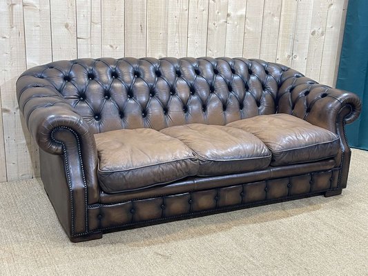 Chesterfield Sofa in Brown Leather, 1980s-QYF-1341935