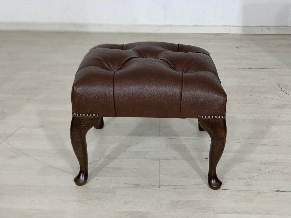 Chesterfield Stool in Dark Brown