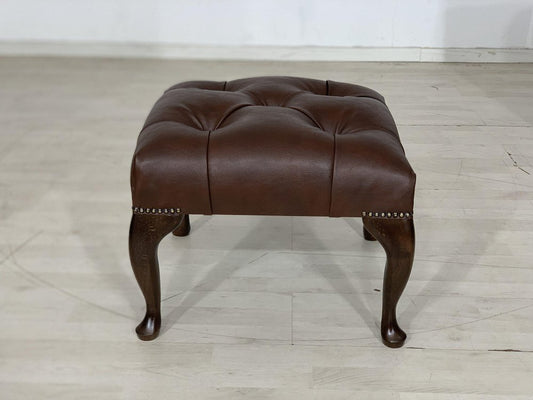 Chesterfield Stool in Dark Brown