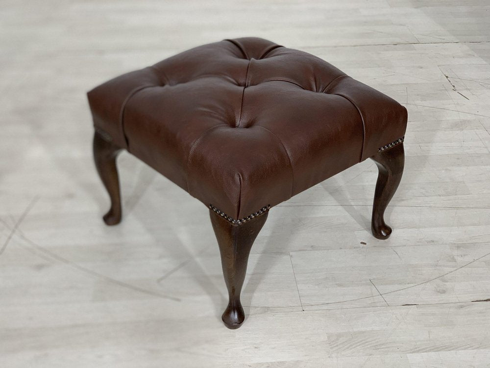 Chesterfield Stool in Dark Brown