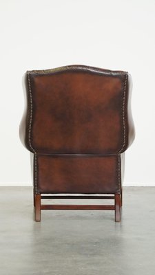 Chesterfield Wing Chair in Brown Cow Leather-HPP-2033008