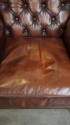 Chesterfield Wing Chair in Brown Cow Leather-HPP-2033008