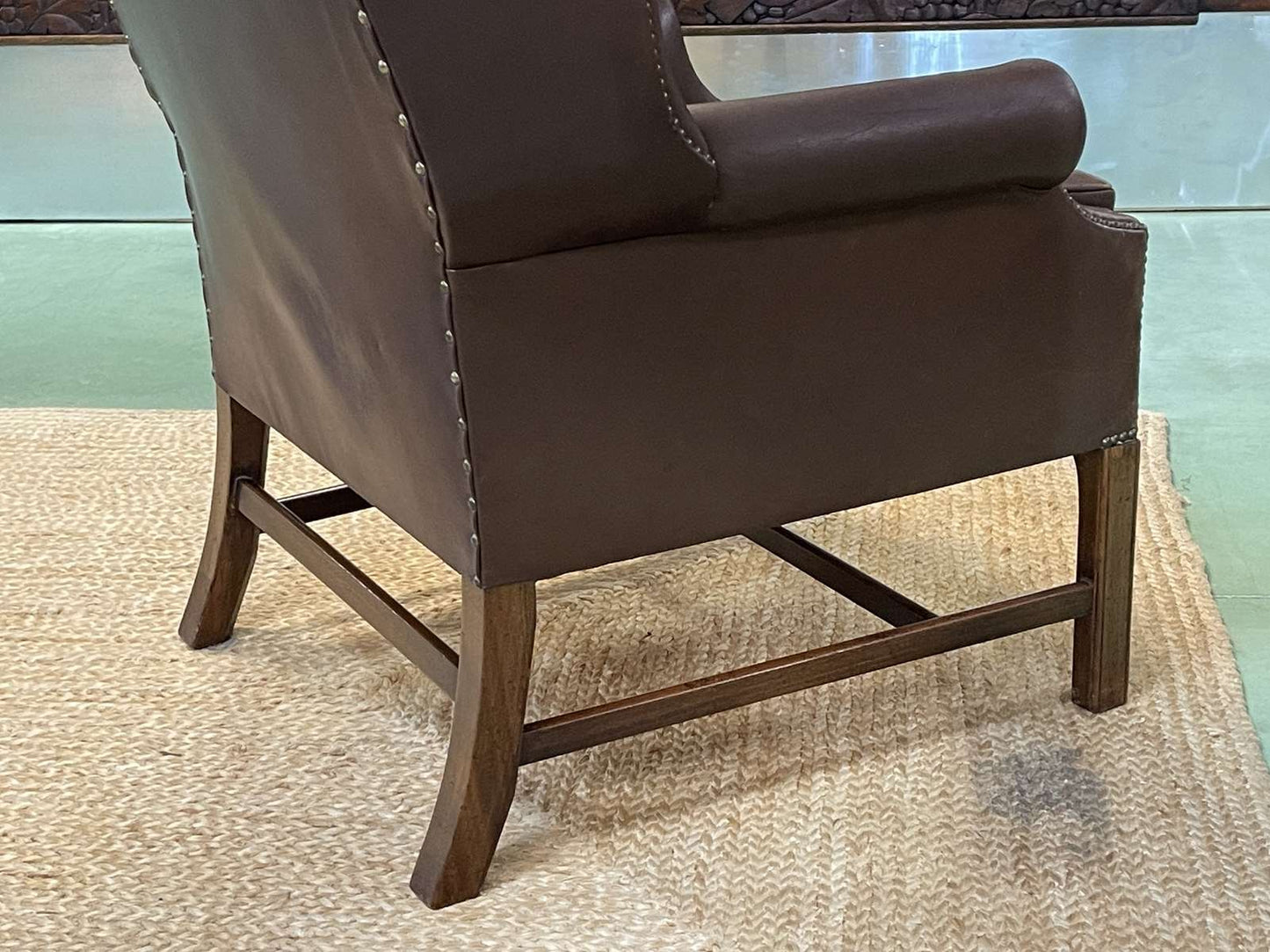 Chesterfield Wing Chair in Brown Leather, 1990s