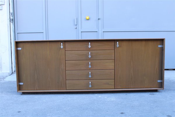 Chestnut Sideboard with Solid Metal Handles from Saporiti, 1970s-EH-677138