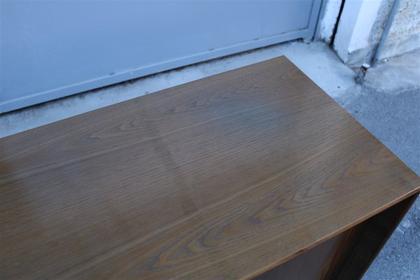 Chestnut Sideboard with Solid Metal Handles from Saporiti, 1970s-EH-677138